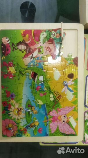 Деревянные пазлы, домино, мозайка и конструктор