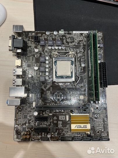 Материнская плата с процессором и памятью,бп