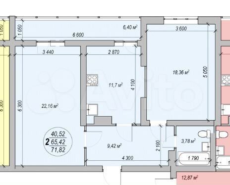 2-к. квартира, 72 м², 8/19 эт.