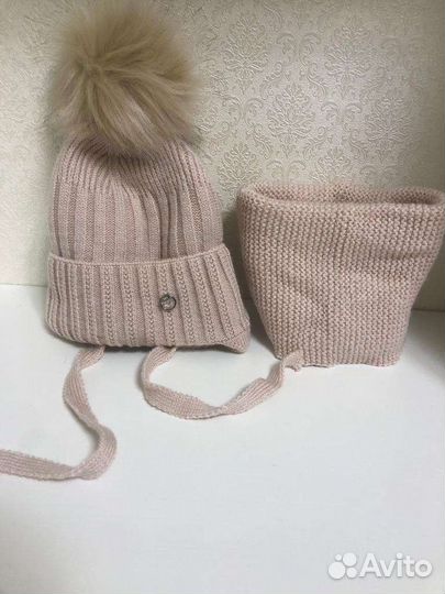 Комплект шапка и снуд зимний для девочки