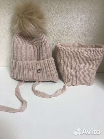 Комплект шапка и снуд зимний для девочки