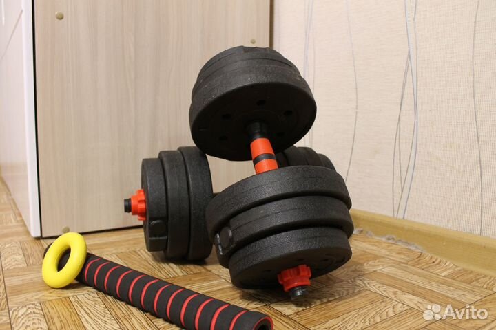 Новые гантели, разборные + штанга 20кг