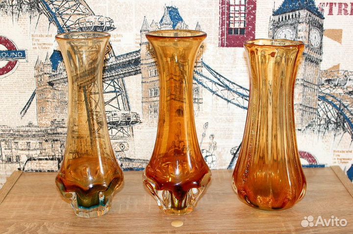 Ваза цветное стекло СССР