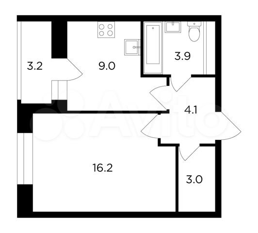 Пушкинский планировка квартир 1-к квартира, 37.8 м², 13/16 эт. на продажу в Правдинском Купить квартиру Авито