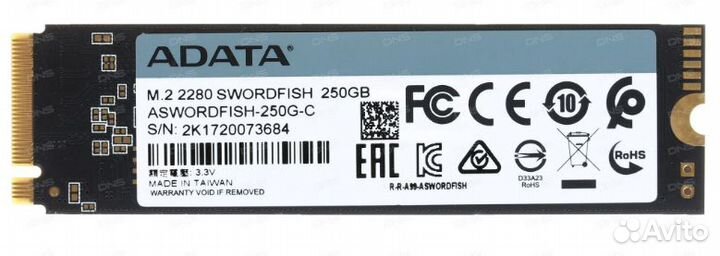 250 гб SSD M.2 накопитель adata Swordfish PCI-E 3