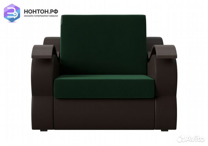Кресло аккордеон Меркурий велюр зеленый / экокожа