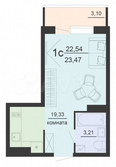 Квартира-студия, 23,5 м², 17/20 эт.