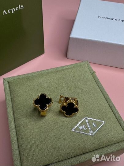 Серьги клевер van cleef