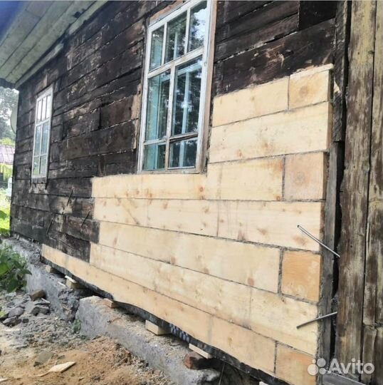 Замена венцов подъем дома и
