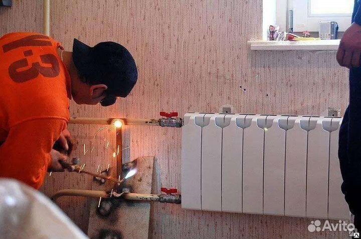 Замена радиаторов отопления. Сварочные работы