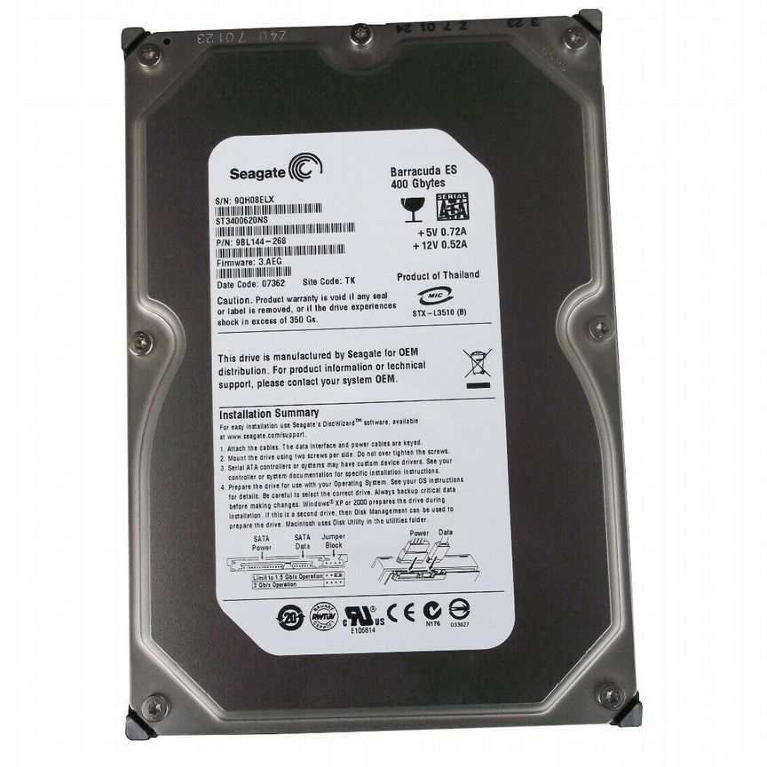 [ST3400620NS] Жесткий Диск Seagate 400gb Sata2 3.5 St3400620ns