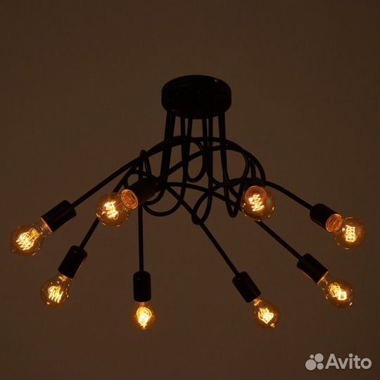 Люстра 'Узел' E27 8х40Вт черный 97х97х48 см
