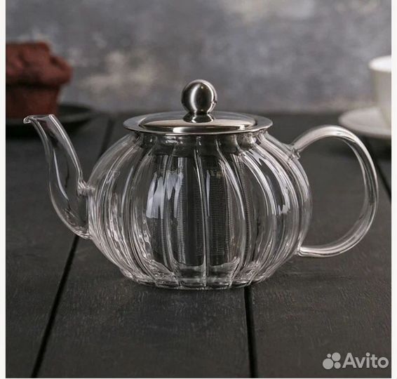 Новый Чайник стеклянный заварочный, 600 мл