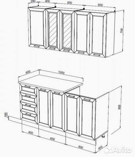 Кухня Агава Белая/Моренга 1,6м