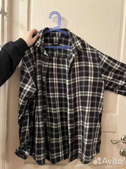 Хлопковая рубашка pull&bear чб