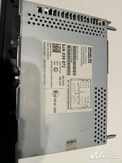 Штатная магнитола Skoda Rapid 2015