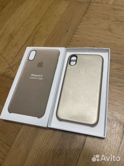 Оригинальный кожаный чехол iPhone Xr золото
