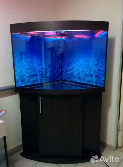 Аквариум 150, угловой полукруглый, биофильтр, свет