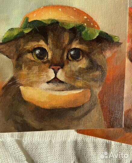 Кот-бургер. Картина маслом
