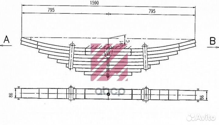 Рессора Scania 8 лист 30x90x240(795+795) зад