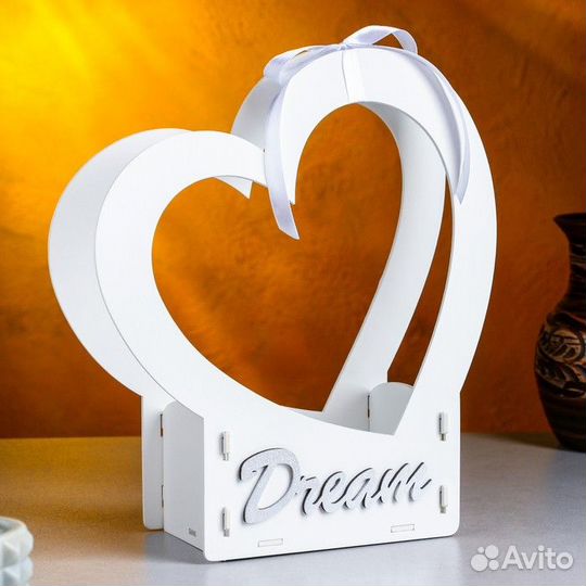 2 шт. Кашпо деревянное-сердце 'Dream', 24х10х27,5