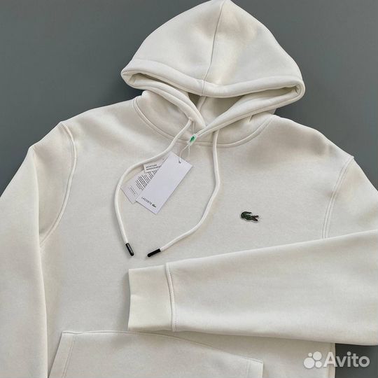 Толстовка lacoste белая с начесом