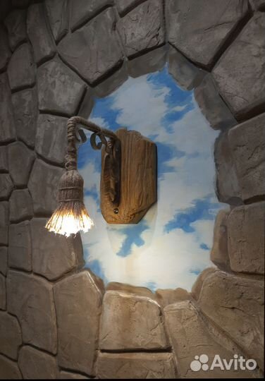 Джутовый канат светильник для бара ретро