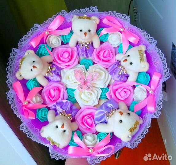 Букеты из мягких игрушек в наличии и на заказ