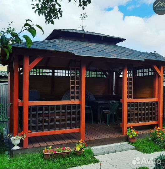 Беседка из сосны. Доставка