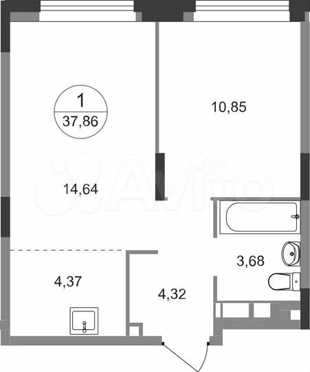 2-к. квартира, 37,9 м², 8/22 эт.