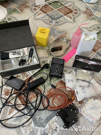 Тату машинка, блок, педаль. Набор