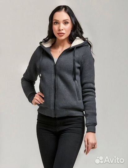 Новая трендовая толстовка куртка с мехом внутри