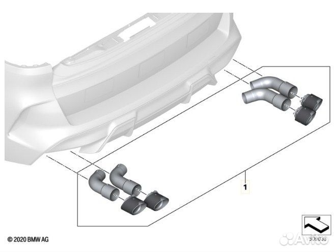 Комплект насадок на выхлоп F95 X5M / F96 X6M