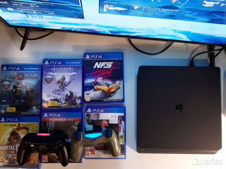 Sony PlayStation 4 Slim 1000 Gb, CUH-2208B+6 игр