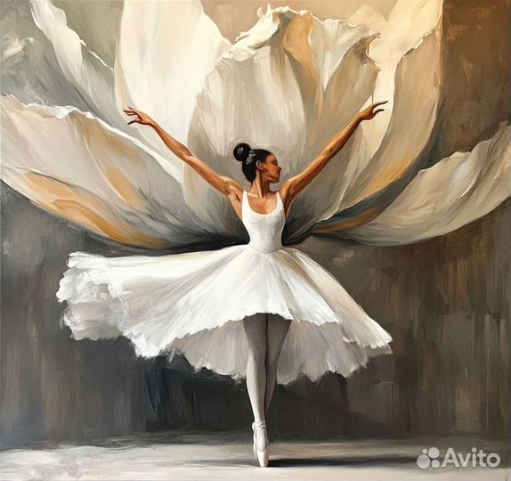 Картина маслом с душой балерина-цветок
