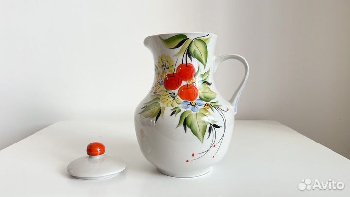 Кувшин расписной фарфор Пфз винтаж