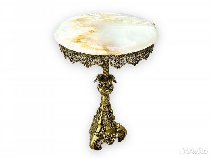 Стол Журнальный Круглый Латунь Оникс СССР