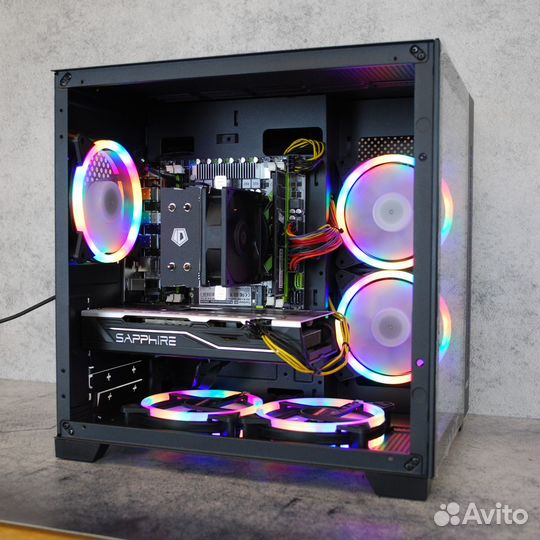 Игровой Xeon E5 2680V2 10 ядер + RX 570 Аквариум