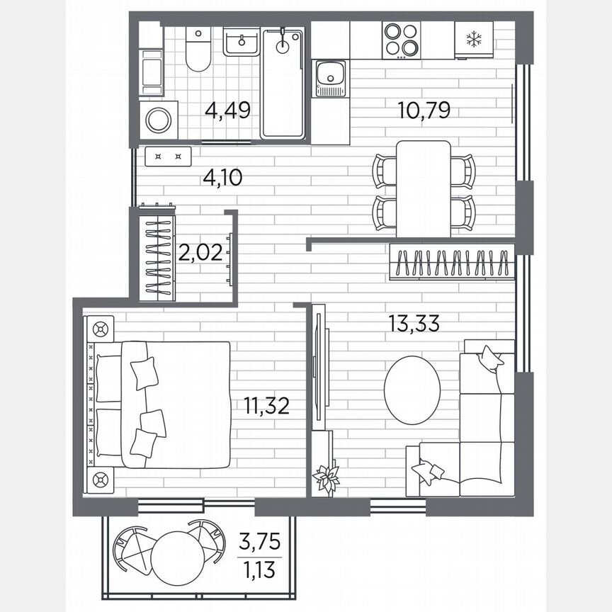 2-к. квартира, 47,2 м², 2/5 эт.