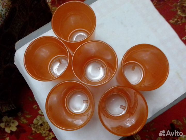 Стаканы цвета красного кумача, стекло СССР гхз