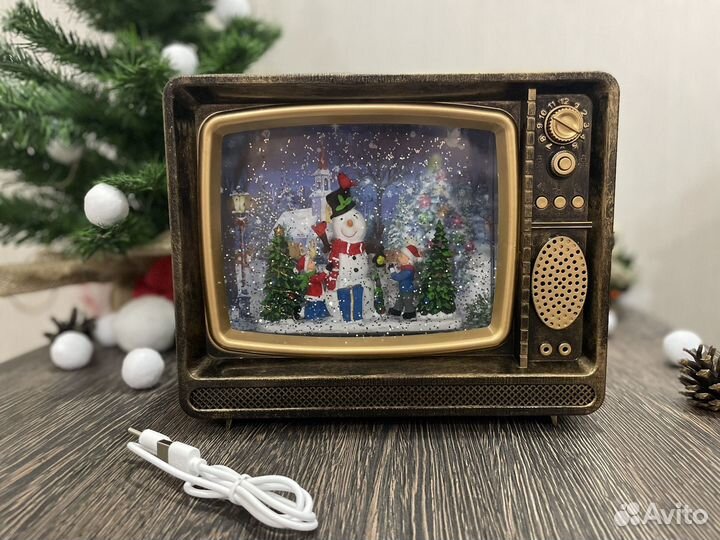 Фонарь новогодний телевизор с подсветкой