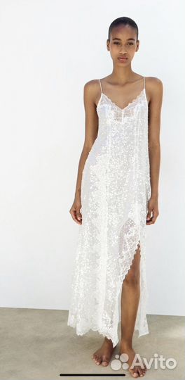 Платье в пайетках в бельевом стиле zara