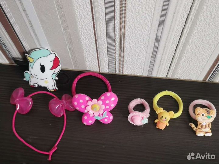 Резинки для волос, кольца, браслеты, заколки