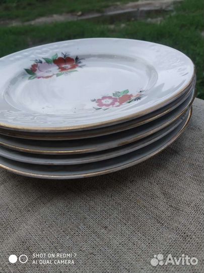 Столовые тарелочки разного калибра, веселой расцве