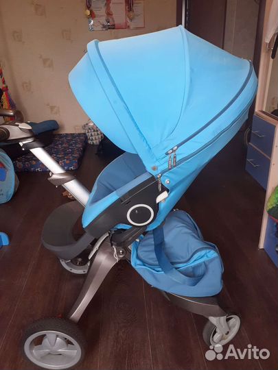 Голубой текстиль на stokke xplory(dsland)