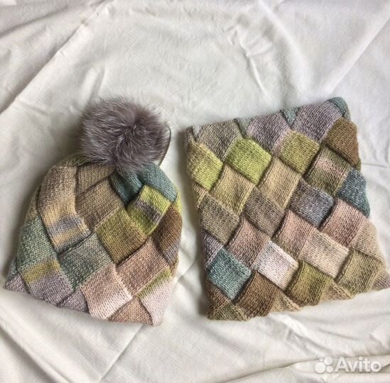 Шапка и снуд женские зимние вязаные