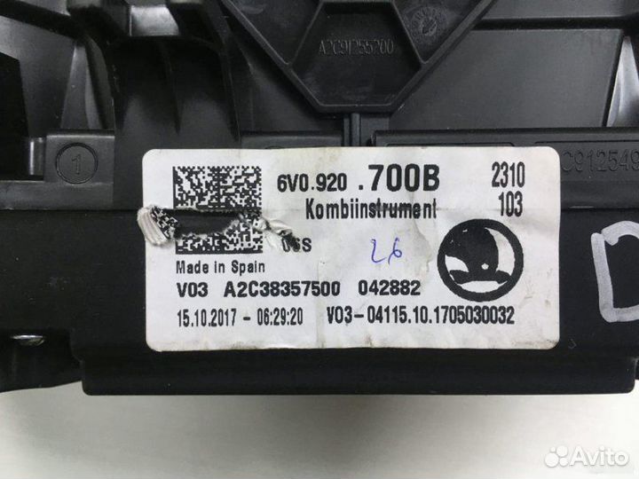 Приборная панель Щиток Skoda Fabia 3