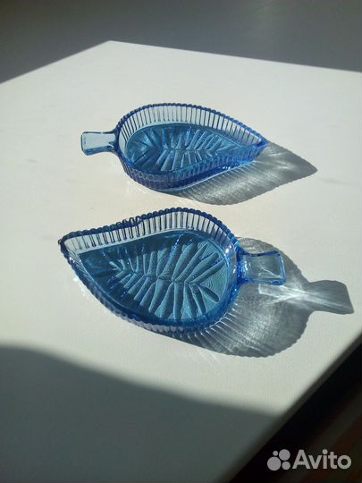 Листики розетки для варенья цветное стекло СССР
