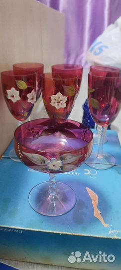 Графин с фужерами времён ссср,роспись,эмаль