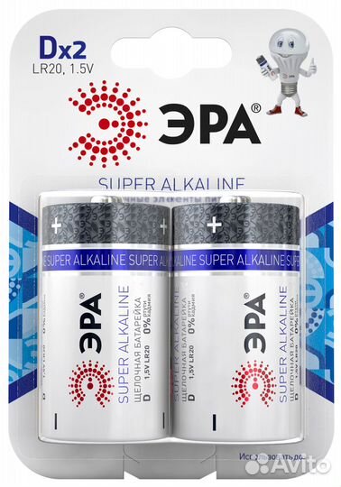Батарейки эра LR20-2BL super Alkaline (12/96/3168)